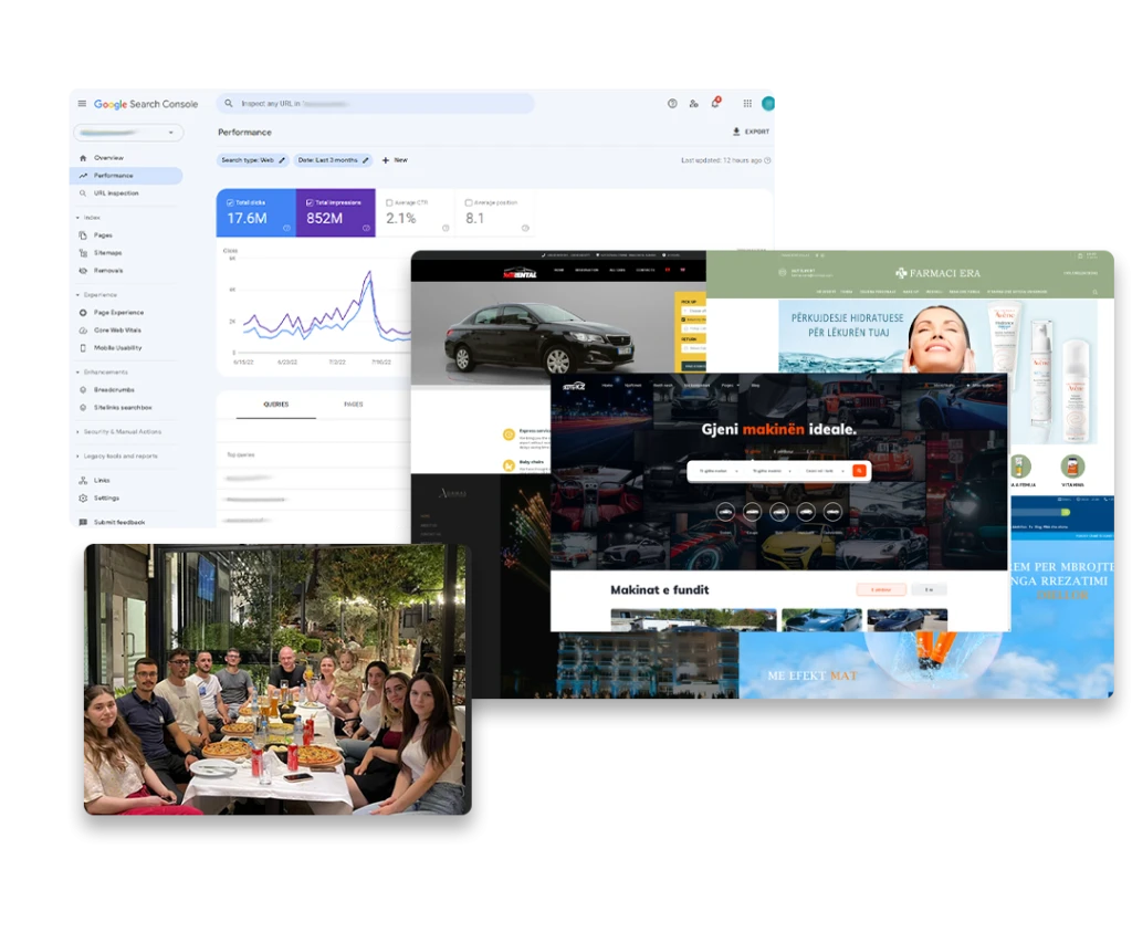Marketing results dashboard and client project highlights from Fivo LLC